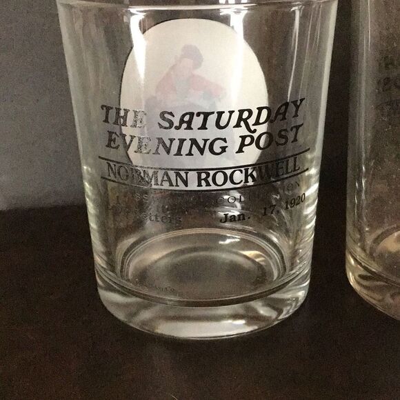 Cocktail glasses set of three Norman Rockwell Saturday evening post glassware - Picture 5 of 5